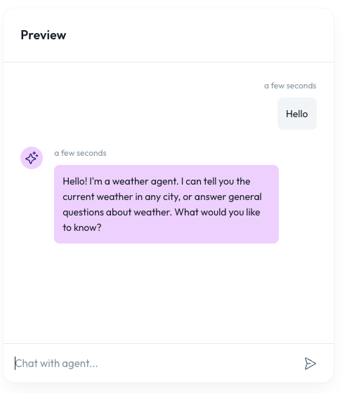 Testing an agent in the Syllable Console chat interface