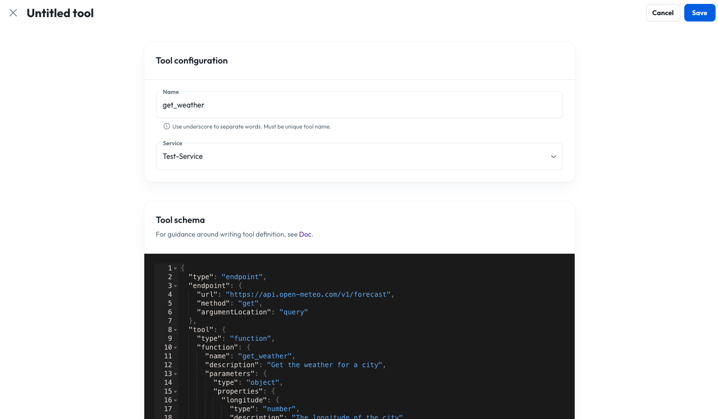 Configuring tools for an agent in the Syllable Console